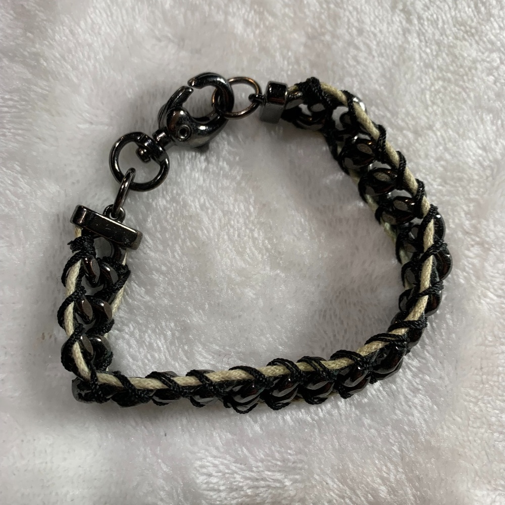 BLACK Stainless Steel Bracelet Men's Wired